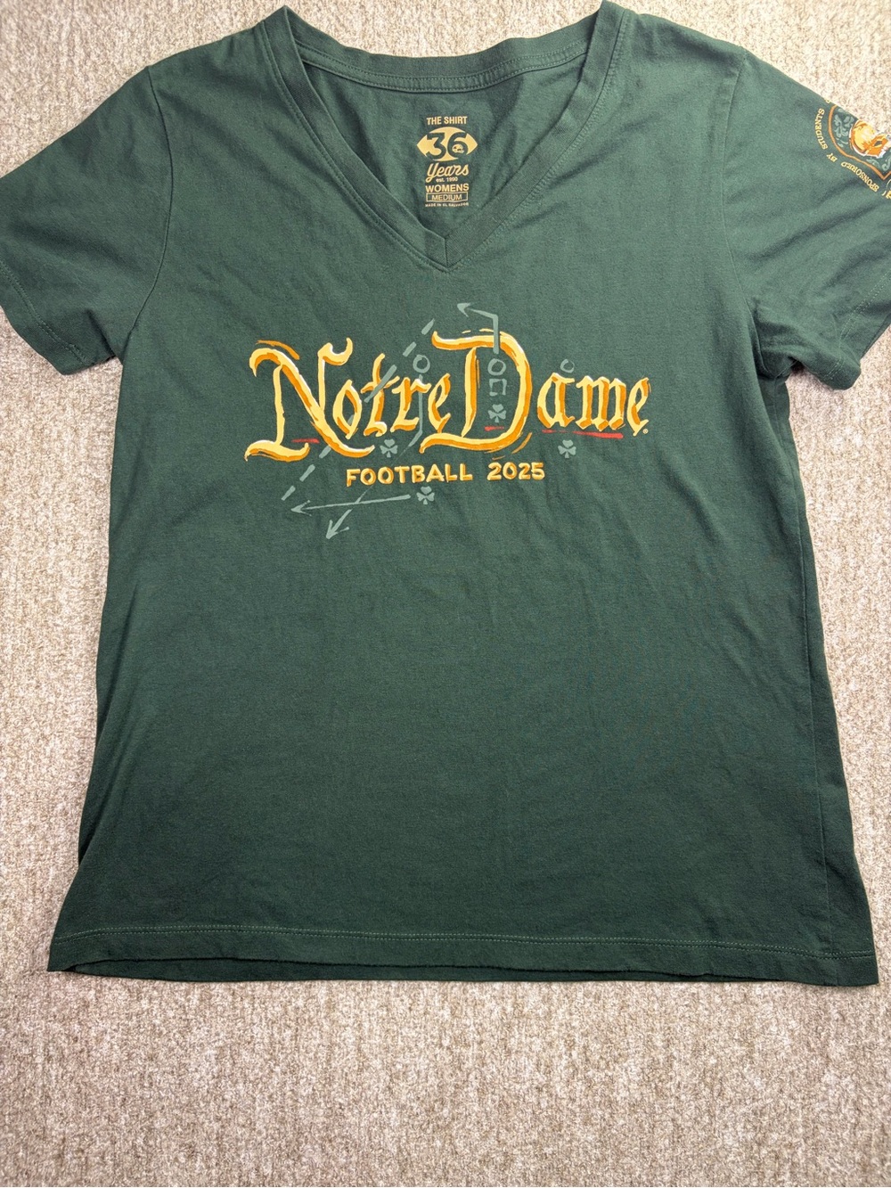 Notre Dame Football 2025 V-Neck Tee - Green